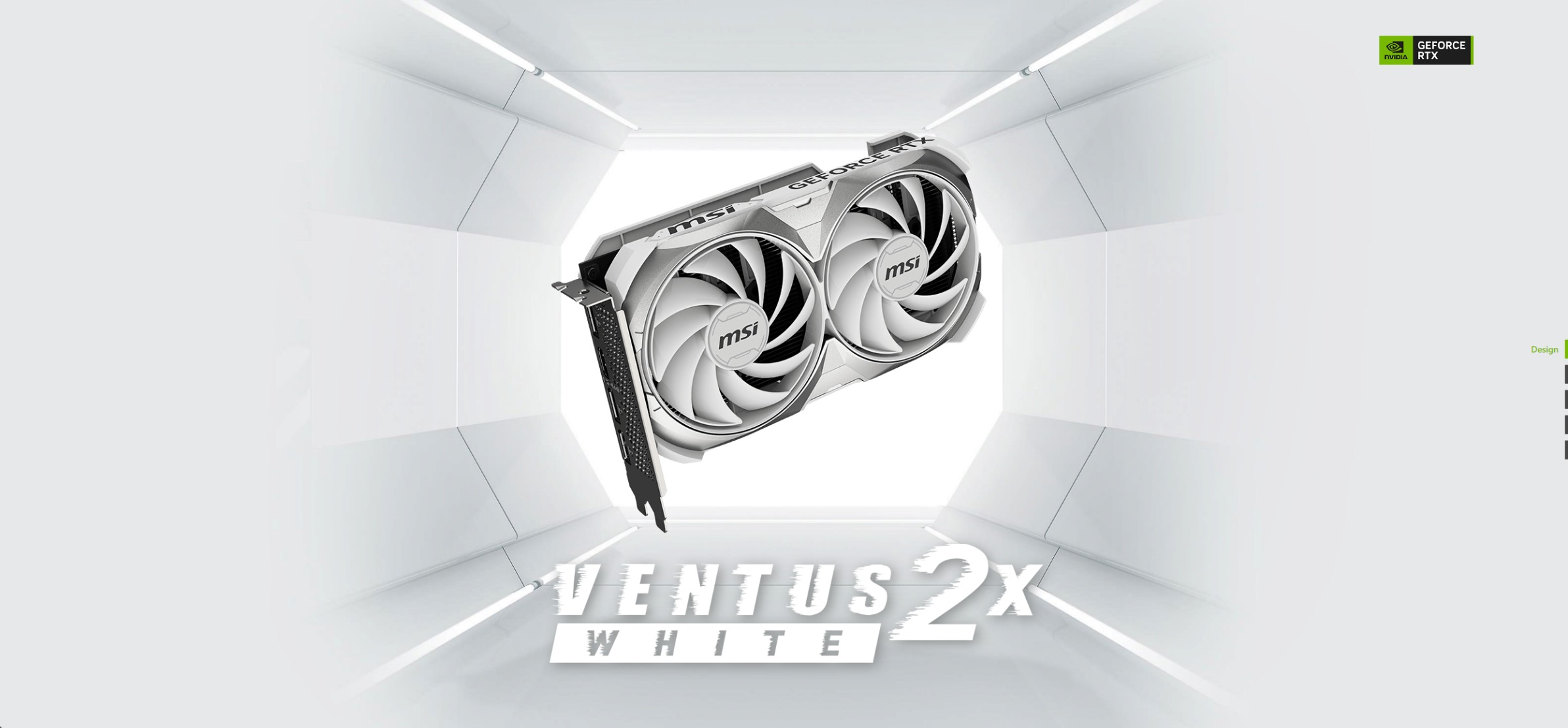 A large marketing image providing additional information about the product MSI GeForce RTX 4060 Ventus 2X OC 8GB GDDR6 - White - Additional alt info not provided
